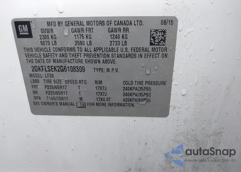 2016 GMC Terrain Sle-1 from USA, damaged, VIN 2GKFLSEK2G6108309